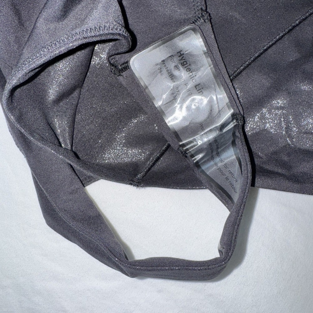 Lululemon Wundermost Square-Neck Black *SHINE* Bodysuit Nulu LS Thong Size L - Picture 4 of 11